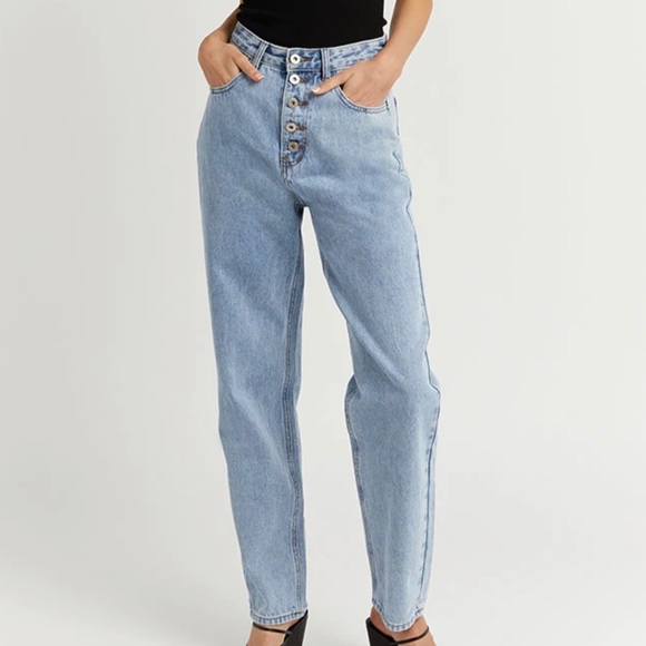 Dissh Australia FARRAH BLUE STRAIGHT BUTTON JEAN - Picture 1 of 6